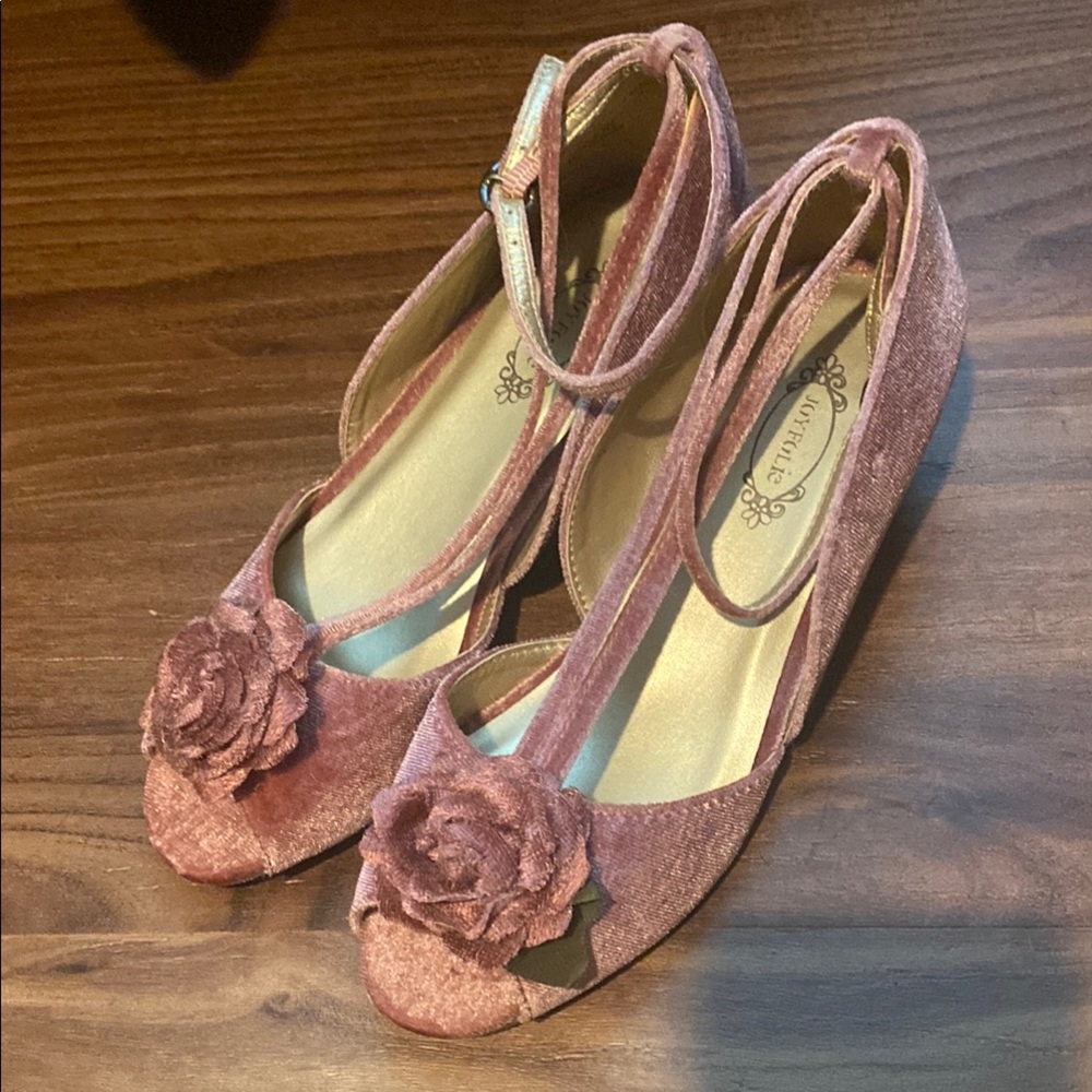 Rose Pink Velvet girls Shoes by joy folie